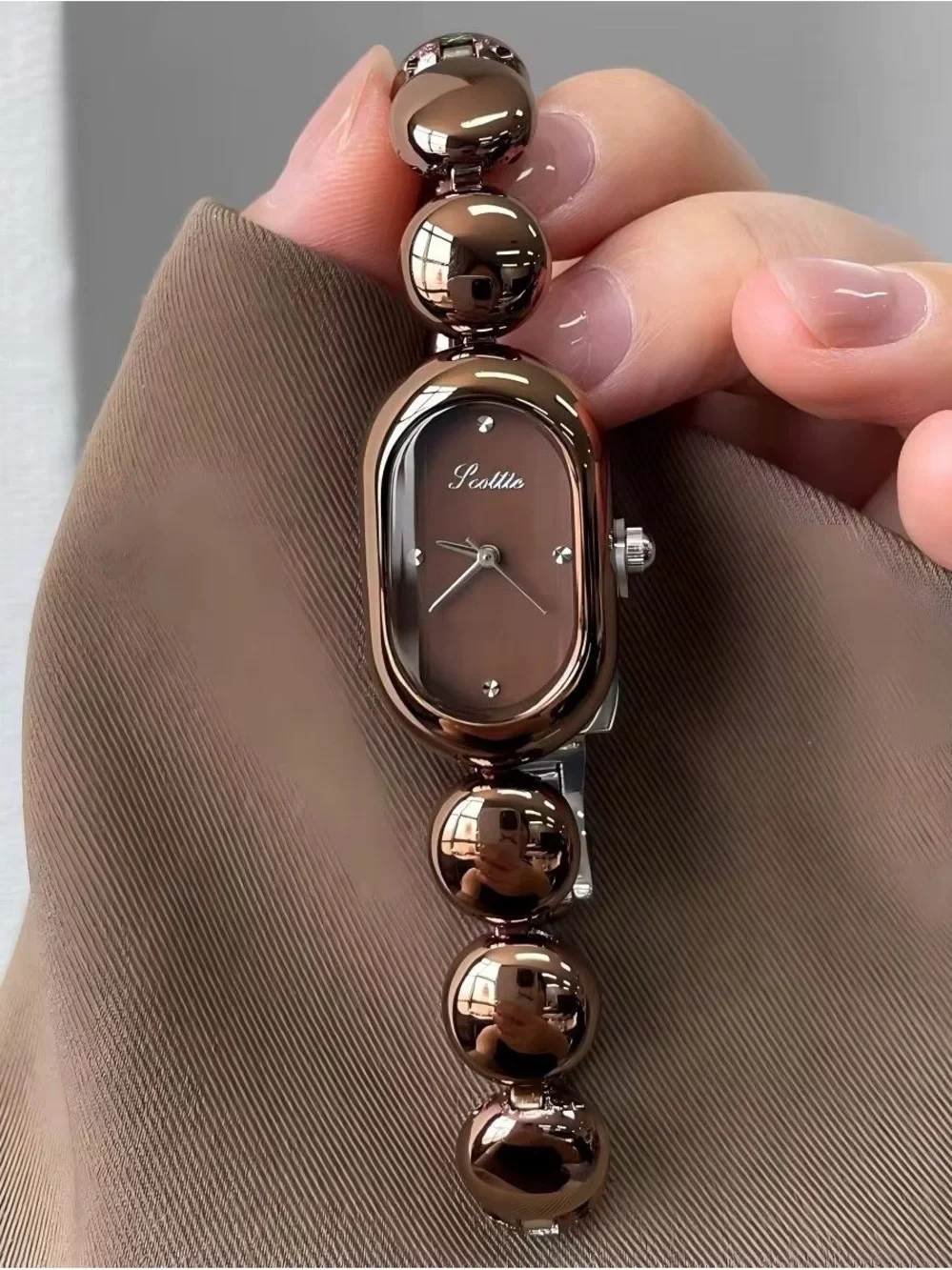 Chocolate Brown Beaded Watch